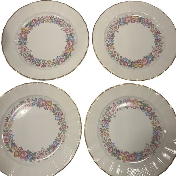 9 NINE Limoges France Bernardaud 7 3/8" salad plates BER57 Floral Garland MINT - Picture 9 of 10
